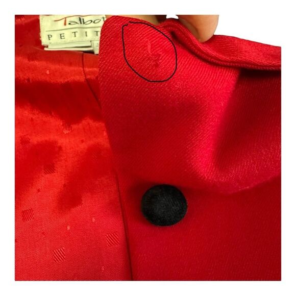 Talbots Red‎ Velvet Collar 100% Wool Winter Office  Blazer Size 2P - Picture 11 of 11